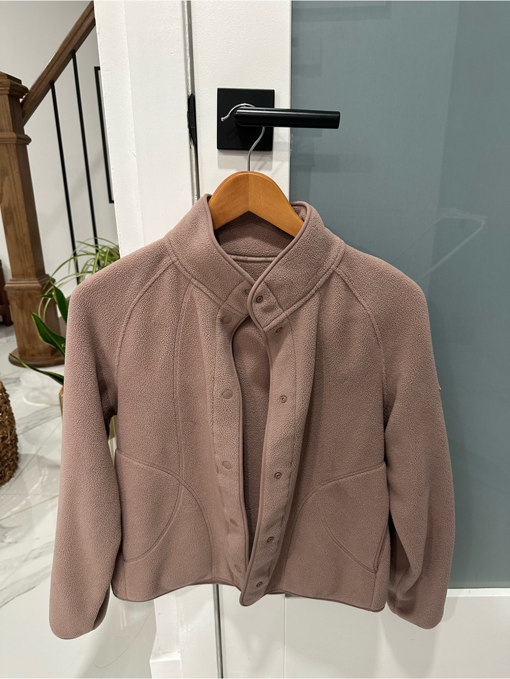 Women's Dusty Mauve Teddy Fleece Jacket - Snap Front